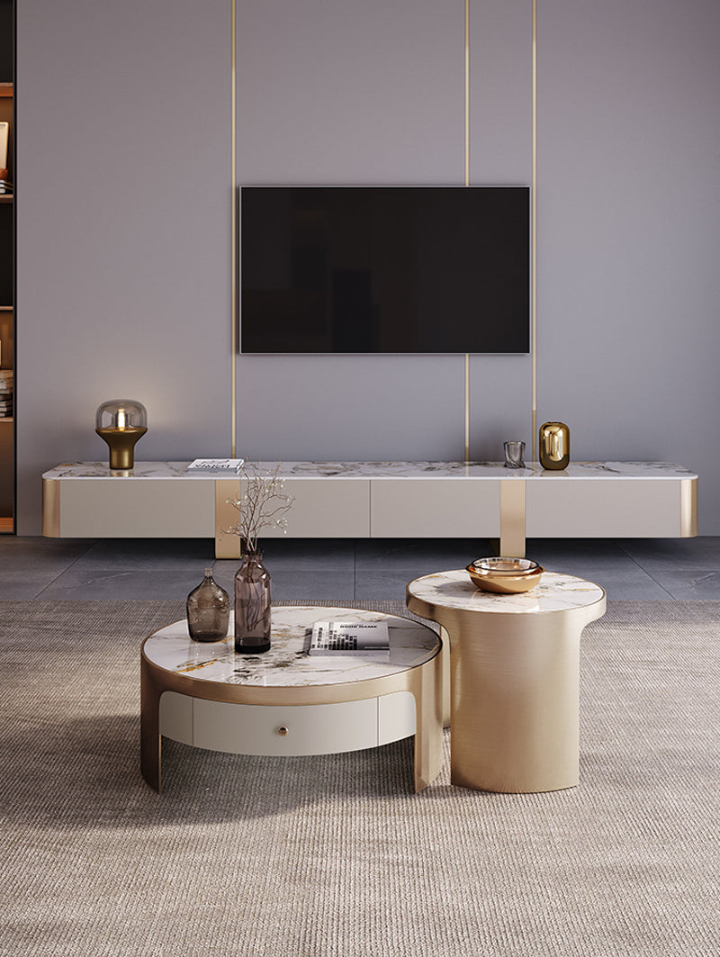 テレビボード/ラグジュアリー ゴールド 天板色 ダイナミック ※安心1年間品質保証