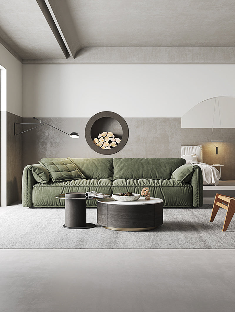 ソファ/ソファー シンプル ベルベット オリーブグリーン ※安心1年間品質保証