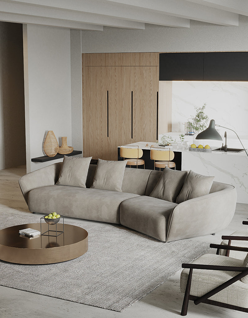 ソファ/ソファー イタリア風 二人掛け+左カウチ 350*140*72 ベルベット グレー ※安心1年間品質保証