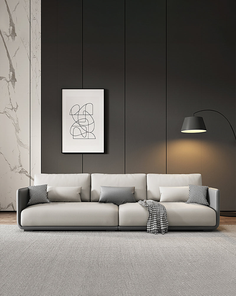 ソファ/ソファー 北欧風 レザーテックス グレー ※安心1年間品質保証