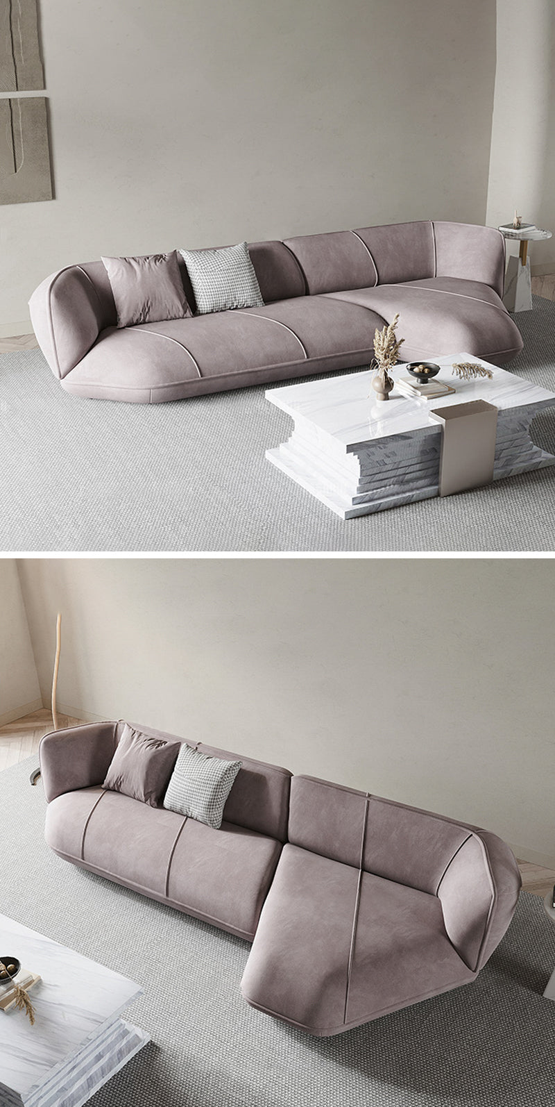 ソファ/ソファー 異形デザイン 三人掛け+カウチ 303*158*72 ベルベット ※安心1年間品質保証