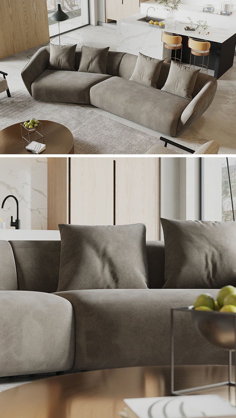 ソファ/ソファー イタリア風 二人掛け+右カウチ 350*140*72 ベルベット グレー ※安心1年間品質保証