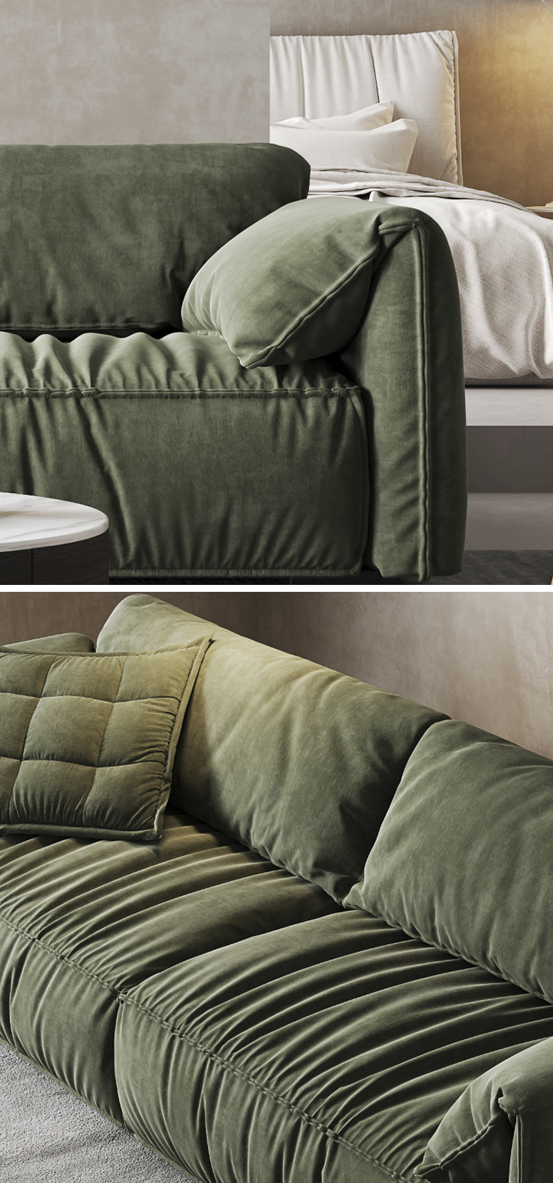 ソファ/ソファー シンプル ベルベット オリーブグリーン ※安心1年間品質保証