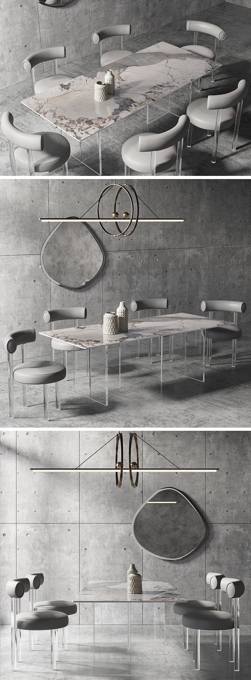 ダイニング/アクリル ダイニングテーブル 椅子セット ※安心1年間品質保証