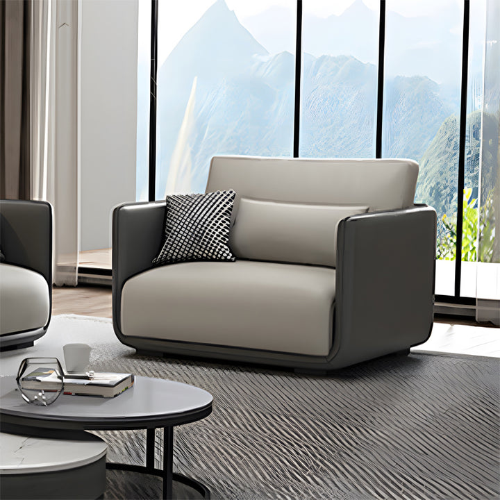 ソファ/ソファー 北欧風 ライトグレー レザーテックス 一人掛け 100*90*62 安心1年間品質保証