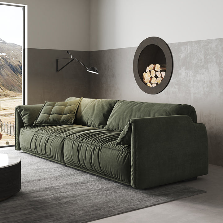 ソファ/ソファー シンプル オリーブグリーン ベルベット 安心1年間品質保証