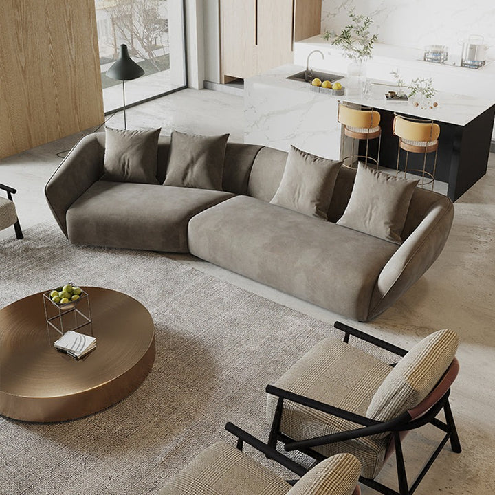 ソファ/ソファー イタリア風 グレー ベルベット 二人掛け+右カウチ 350*140*72 安心1年間品質保証