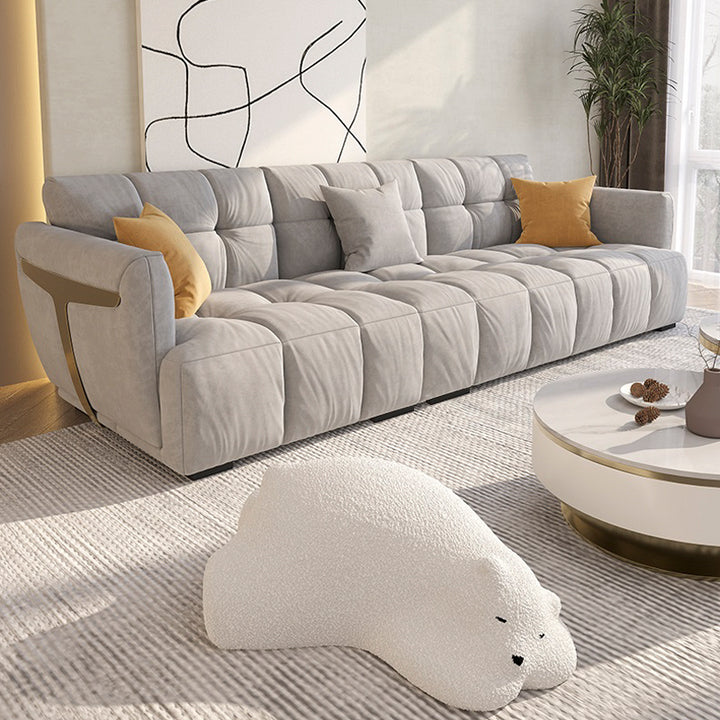 ソファ/ソファー クリーム グレー ベルベット 三人掛け 218*100*77 安心1年間品質保証