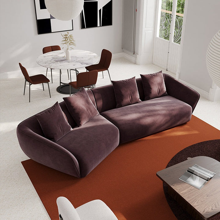 ソファ/ソファー イタリア風 バーガンディ ベルベット 二人掛け+右カウチ 350*140*72 安心1年間品質保証