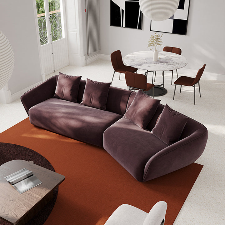 ソファ/ソファー イタリア風 バーガンディ ベルベット 二人掛け+左カウチ 350*140*72 安心1年間品質保証
