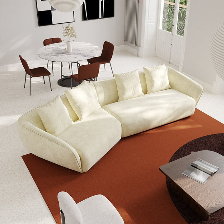 ソファ/ソファー イタリア風 ベージュ ベルベット 二人掛け+右カウチ 350*140*72 安心1年間品質保証