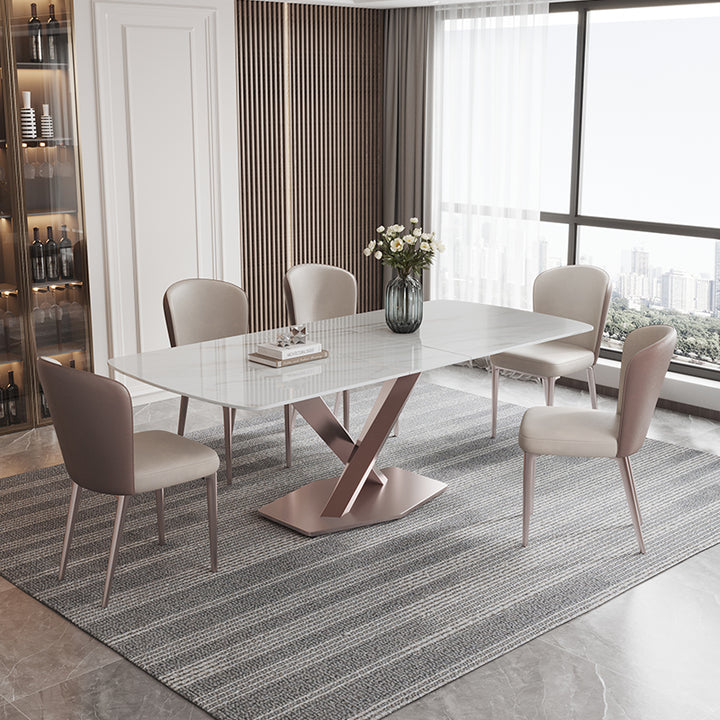 ダイニング/シンプルモダン 天板色ホワイト(灰柄) ダイニングテーブルセット 安心1年間品質保証