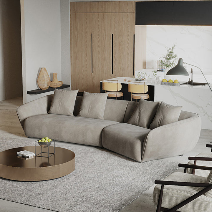 ソファ/ソファー イタリア風 グレー ベルベット 二人掛け+左カウチ 350*140*72 安心1年間品質保証