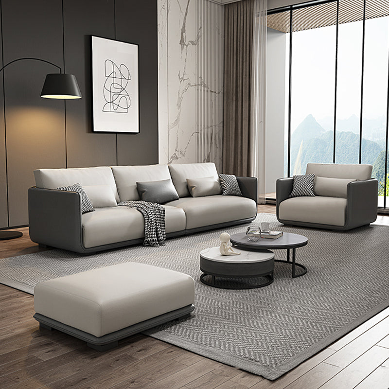 ソファ/ソファー 北欧風 ソファの全体画像 ライトグレー レザーテックス 安心1年間品質保証