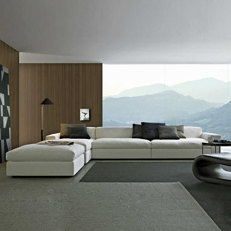 ソファ/ソファーカバーリングソファ ホワイト ベルベット コーナータイプ+オットマン 90 安心1年間品質保証