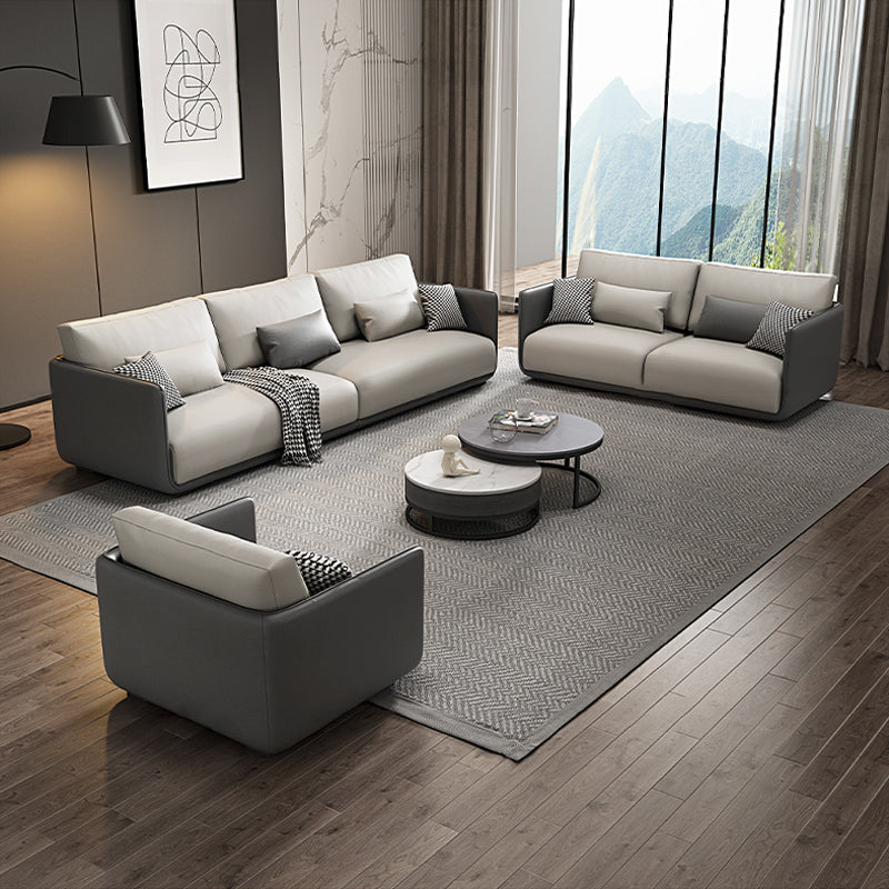 ソファ/ソファー 北欧風 ソファの全体画像 ライトグレー レザーテックス 安心1年間品質保証