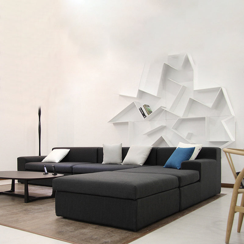 ソファ/ソファー カバーリングソファ ブラック ベルベット コーナータイプ+オットマン 90 安心1年間品質保証