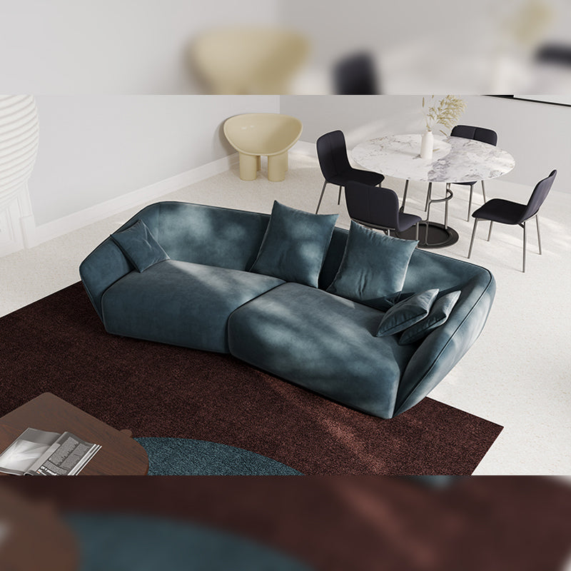 ソファ/ソファー イタリア風 ブルー ベルベット 右カウチ 280*140*72 安心1年間品質保証