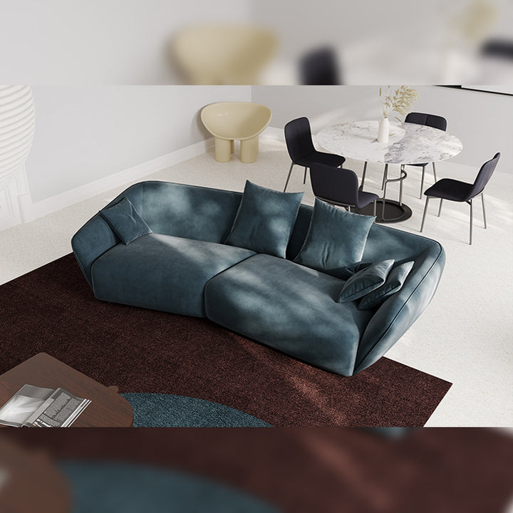 ソファ/ソファー イタリア風 ブルー ベルベット 右カウチ 280*140*72 安心1年間品質保証