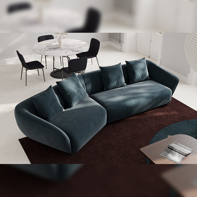 ソファ/ソファー イタリア風 ブルー ベルベット 二人掛け+右カウチ 350*140*72 安心1年間品質保証