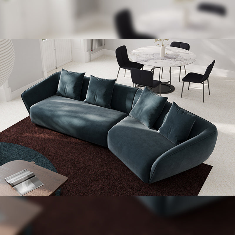 ソファ/ソファー イタリア風 ブルー ベルベット 二人掛け+左カウチ 350*140*72 安心1年間品質保証