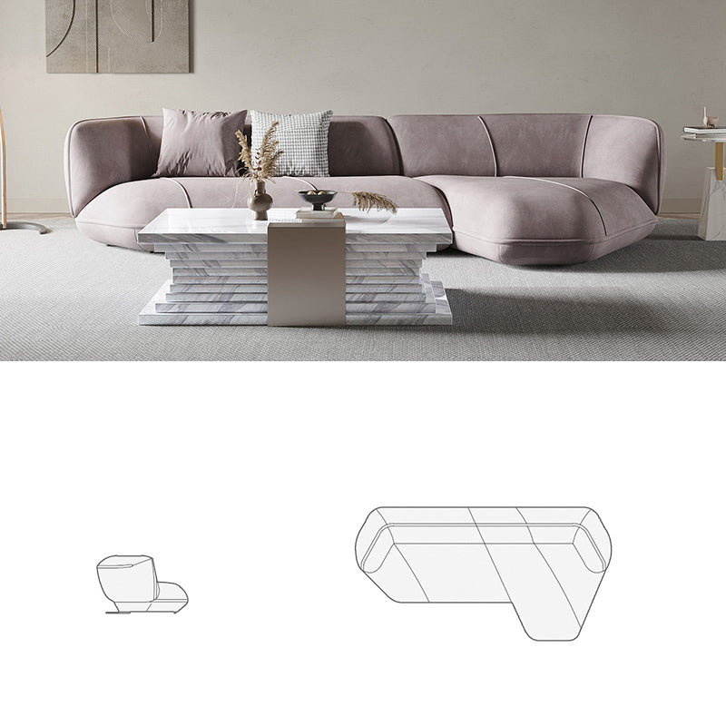 ソファ/ソファー 異形デザイン ソファの全体画像 ベルベット 三人掛け+カウチ 303*158*72 安心1年間品質保証