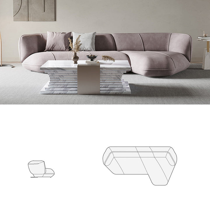 ソファ/ソファー 異形デザイン ソファの全体画像 ベルベット 三人掛け+カウチ 303*158*72 安心1年間品質保証