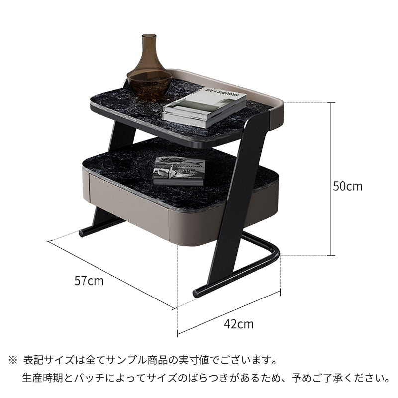 ナイトテーブル/ベッドサイドテーブル 雲の海 商品のサイズ画像 ※安心1年間品質保証