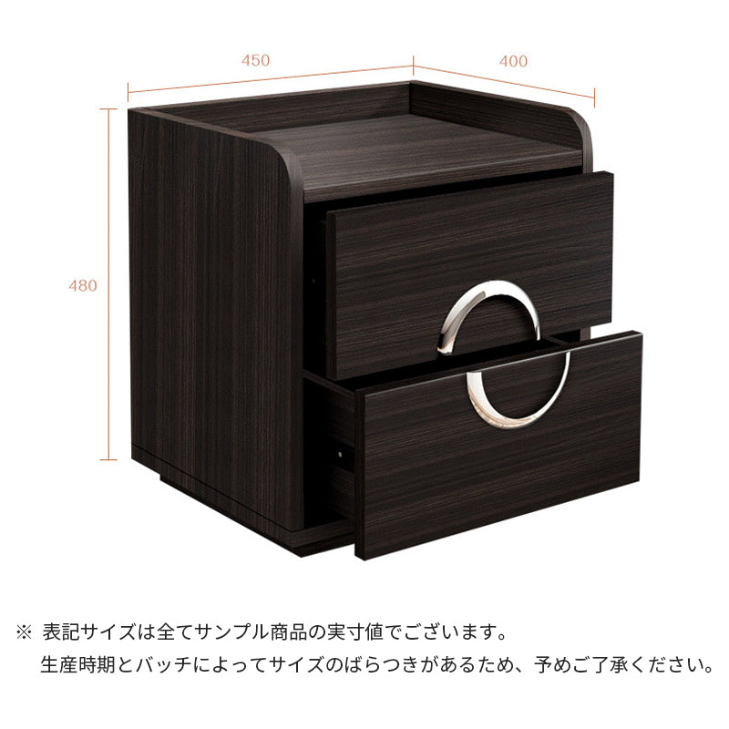 ナイトテーブル/ベッドサイドテーブル ナチュラル 商品のサイズ画像 ※安心1年間品質保証