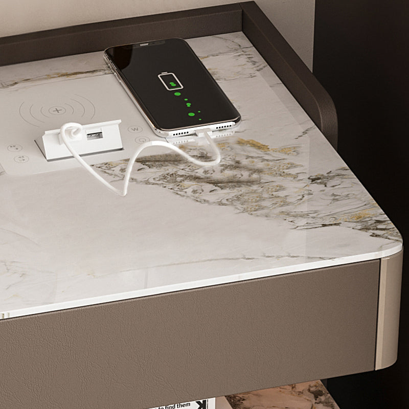 ナイトテーブル/ベッドサイドテーブル スマート USBポートの細部画像 安心1年間品質保証