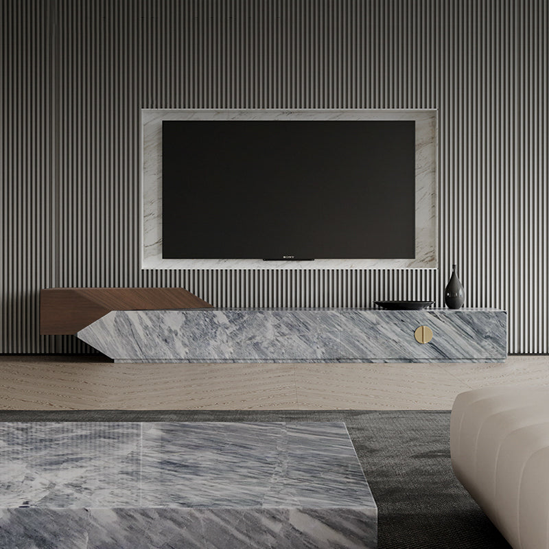 テレビボード/イタリア製大理石 木材色胡桃色 グレー 220*46*38 安心1年間品質保証