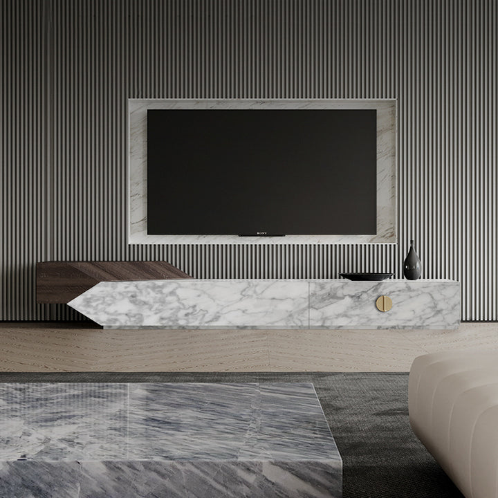 テレビボード/イタリア製大理石 木材色小栗茶色 ダイナミック 220*46*38 安心1年間品質保証