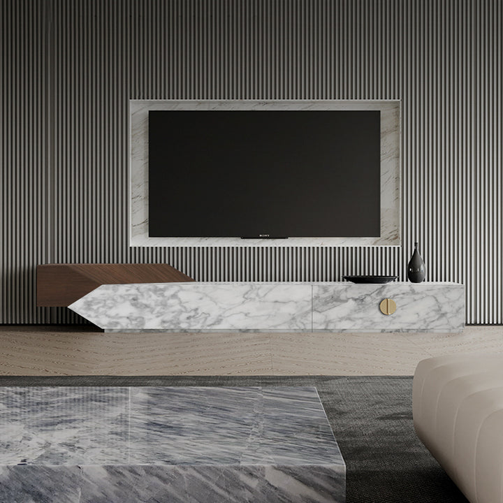 テレビボード/イタリア製大理石 木材色胡桃色 ダイナミック 220*46*38 安心1年間品質保証